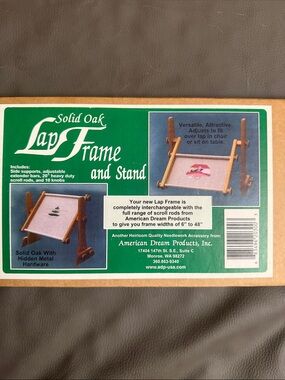 American Dream Products Solid Oak Lap Frame and Stand. E-Z Stitch System
